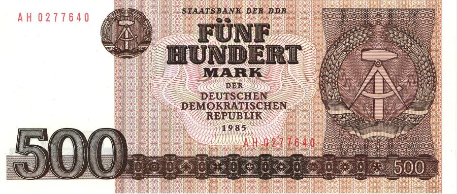Biljet van 500 DDR-Mark