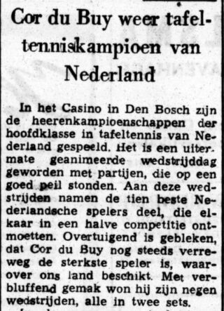 Bericht in 'Het nationale dagblad voor het Nederlandsche volk' van 24 mei 1943 over Cor du Buy 