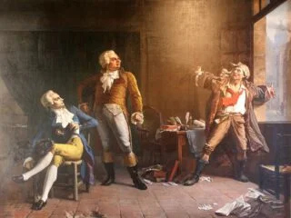 Jean-Paul Marat, Georges Danton en Maximilien de Robespierre. Door Alfred Loudet (1882) (Publiek domein/wiki)