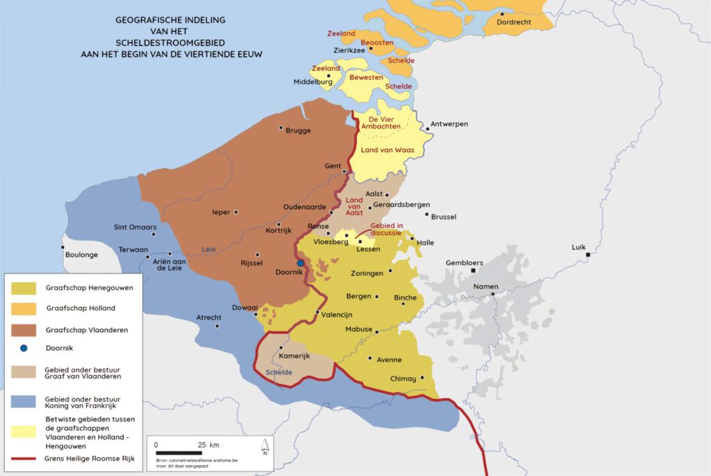 Kaartje van het ‘verdragsgebied’ met daarop aangegeven de verschillende conflictgebieden. Bron Gouwe Leeuwen, ISBN/EAN 978-90-9030610-0. 