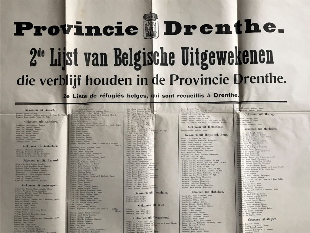 Tweede lijst van Belgische Uitgewekenen die verblijf houden in de Provincie Drenthe