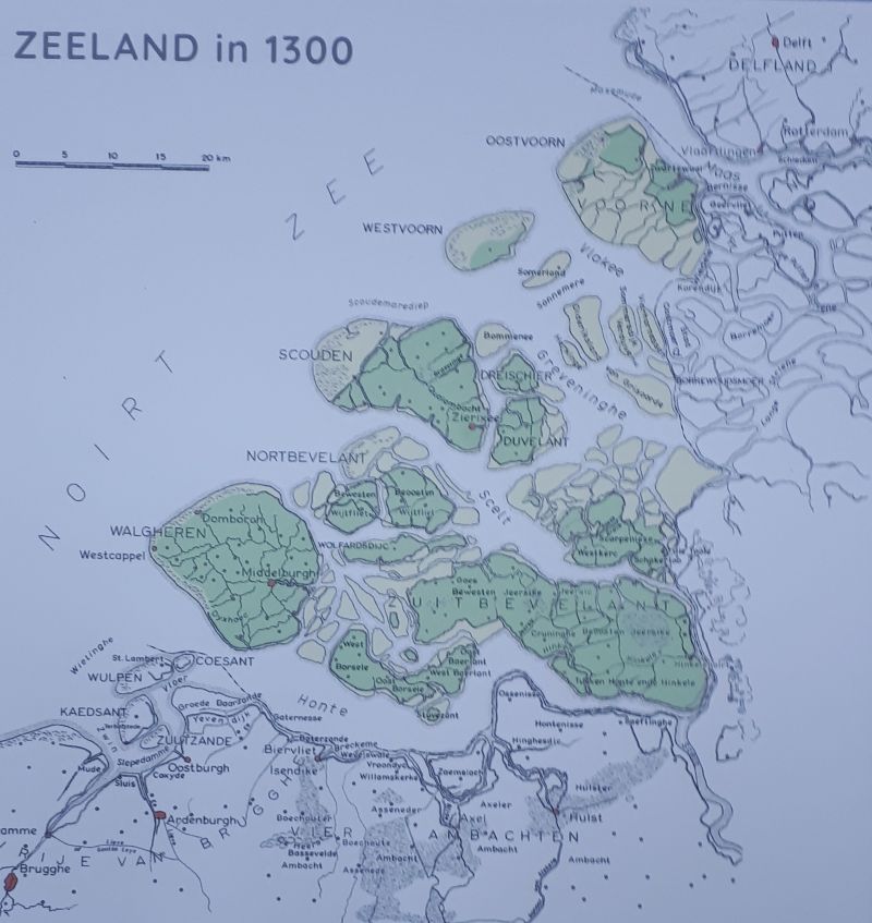 Kaart naar A. A. Beekman, geschiedkundige atlas van Nederland, bewerkt door Luitzen Bijlsma voor het boek 'Gouwe Leeuwen'.