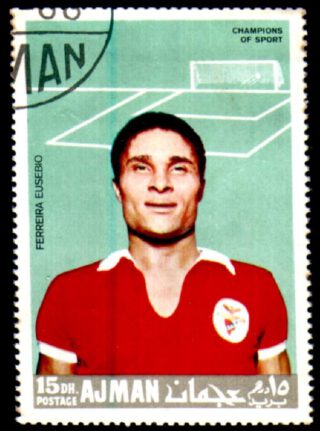 Eusébio op een postzegel uit 1968