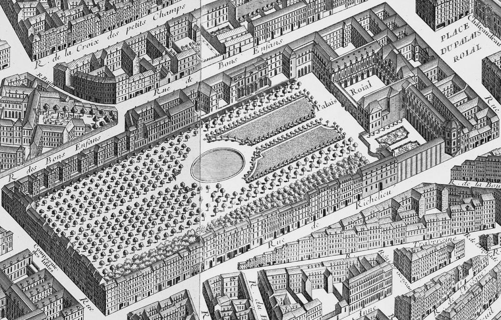 Palais-Royal op een tekening uit 1735