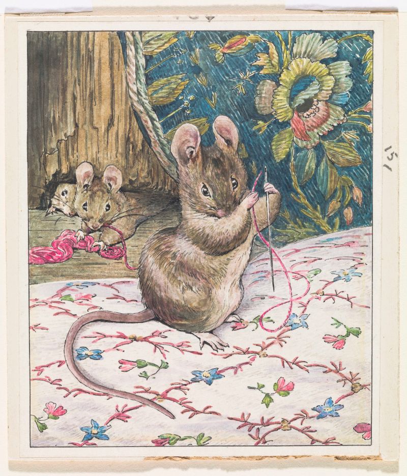 De muizen aan het werk - Beatrix Potter, 1902. Waterverf