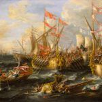 De Slag bij Actium, door Lorenzo A. Castro (1672) (Publiek domein/wiki)