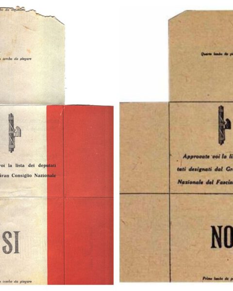 Stemformulieren voor het referendum van 1934. Italië was op dat moment al een eenpartijstaat