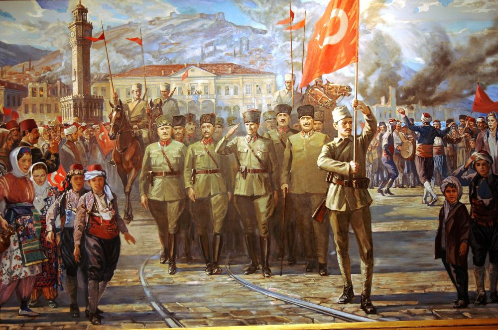 Schilderij ter herinnering aan de Turkse herovering van Izmir (Smyrna)