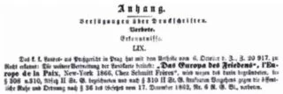 Aankondiging van het verbod op de verspreiding van de kaart in het Central Polizei Blatt Wien van 27 oktober 1866. Uit: Kaarten die geschiedenis schreven
