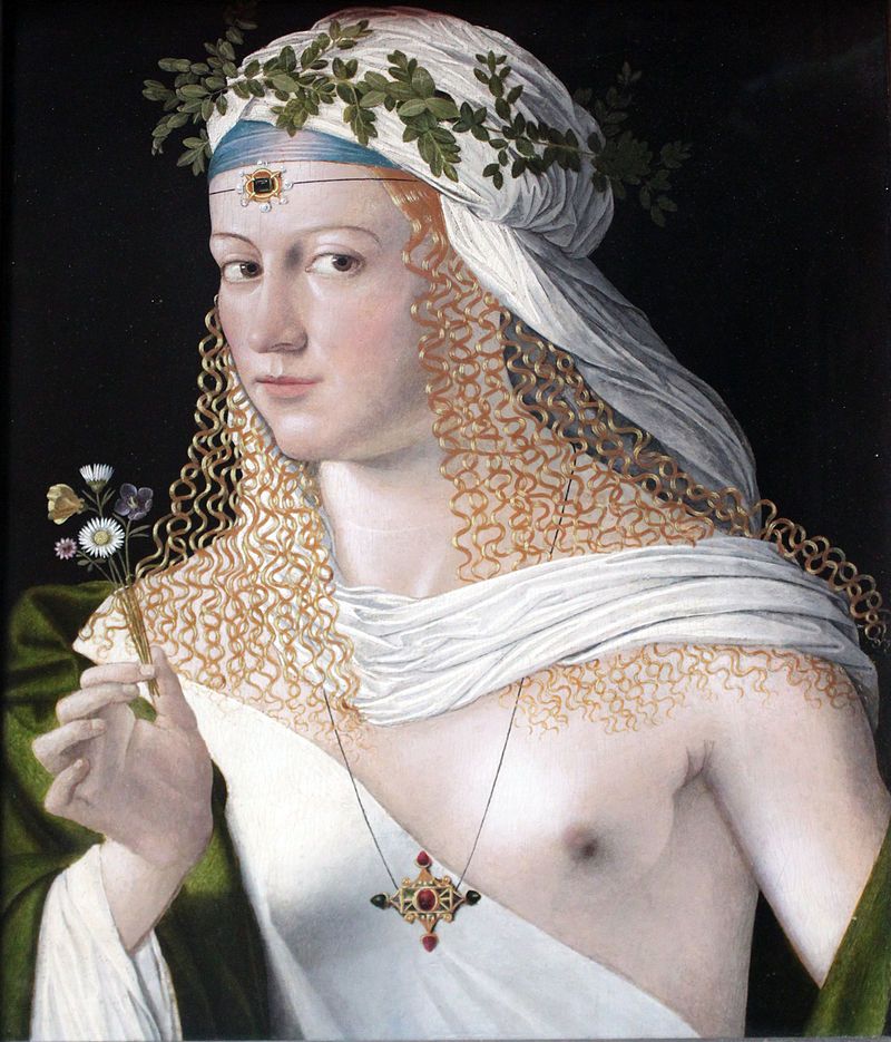 Geïdealiseerd portret van een courtisane als Flora - Bartolomeo Veneto, ca. 1520