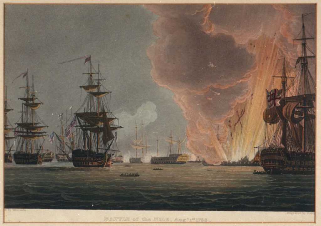 De Tonnant bij de Slag bij de Nijl, 1 augustus 1798. Schilderij door Louis Le Breton (1818–1866). National Maritime Museum, Greenwich, London (ID: PX8975) 