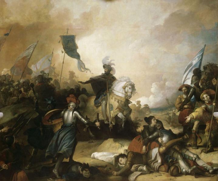 Slag bij Marignano. Frans I stopt de achtervolging van de Zwitsers, door Alexandre-Évariste Fragonard (Galerij der veldslagen, Paleis van Versailles)