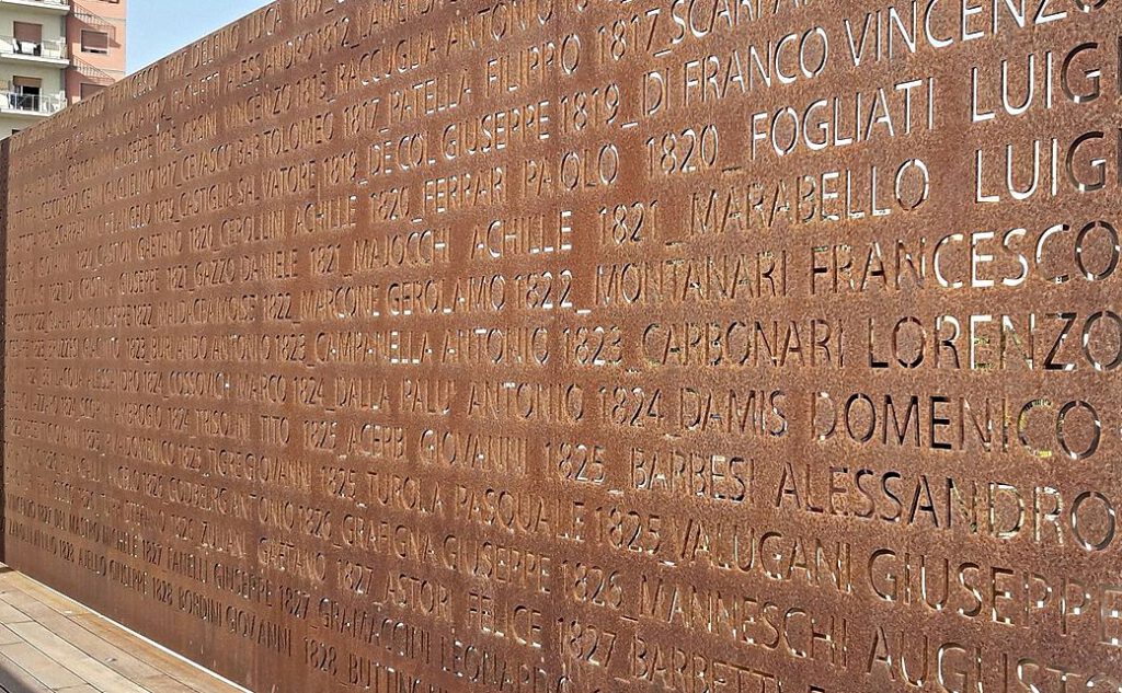 Deel van het monument met de duizend namen