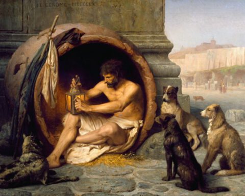 Diogenes in zijn ton, door Jean-Léon Gérôme