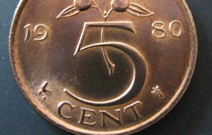 Een stuiver, een muntje van 5 cent