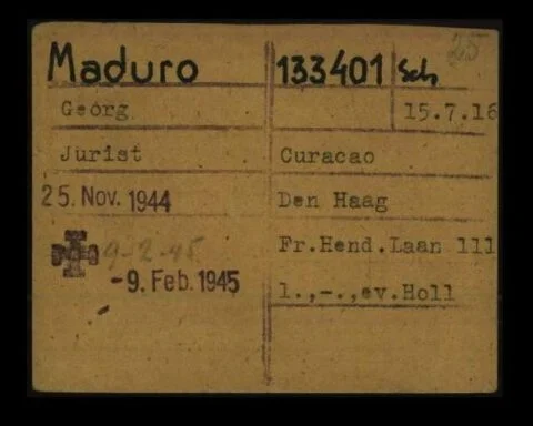 Registratiekaart van verzetsman George Maduro als gevangene in Dachau, 1945