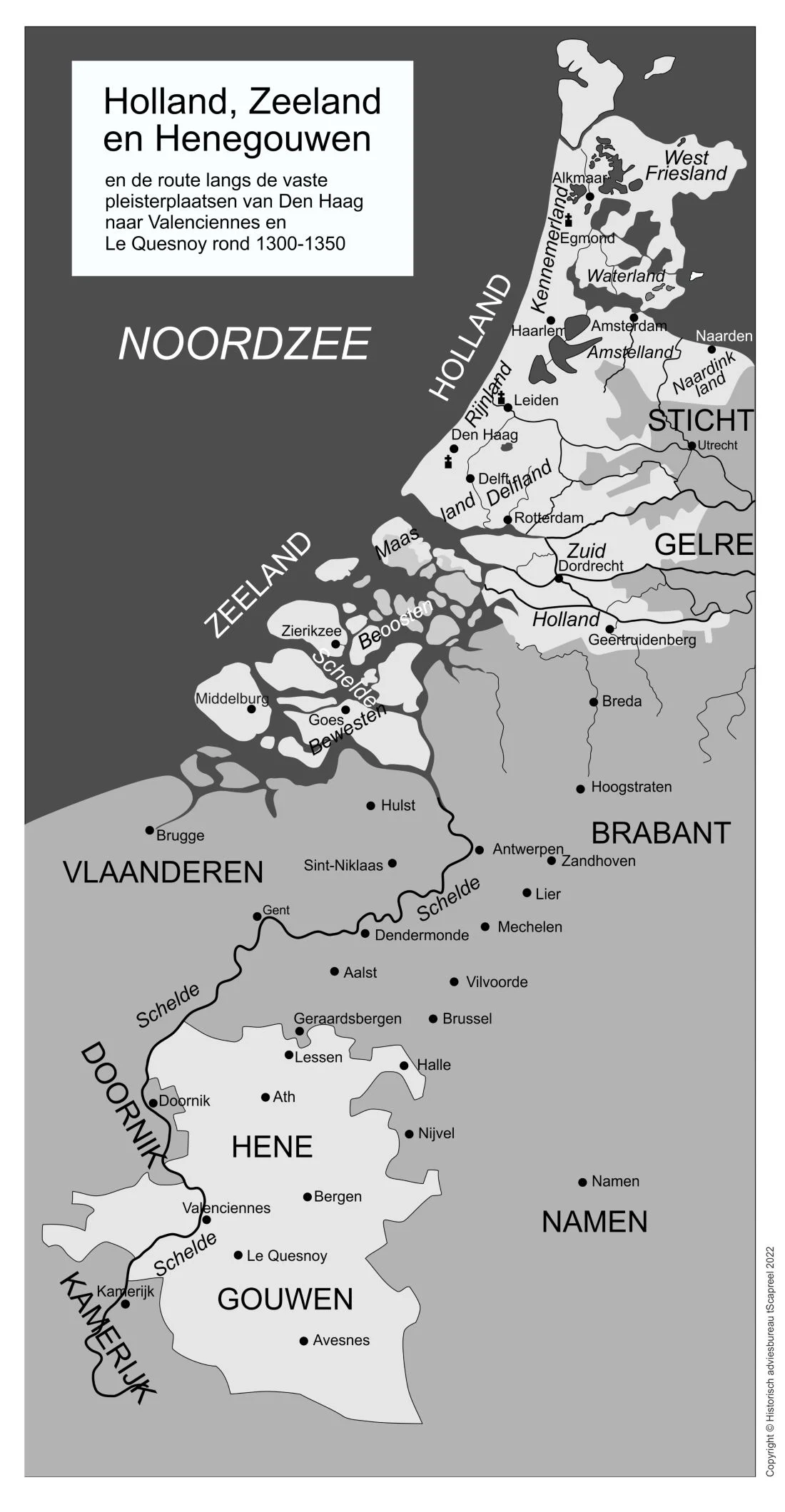Route Holland Henegouwen