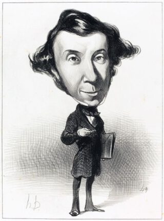 Bekende cartoon van Tocqueville, gemaakt door  Honoré Daumier, 1849