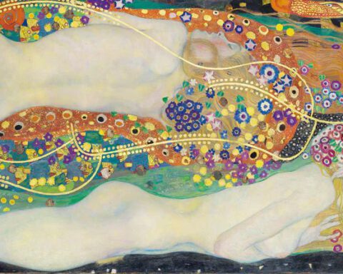 Gustav Klimt Waterslangen II, 1904, bewerkt 1906-1907 Olieverf op doek, 80 × 145 cm. Privécollectie, courtesy HomeArt.
