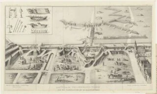 Aanvals- en Verdedigingswerken van de Spanjaarden en de Haarlemmers - Negentiende-eeuwse prent