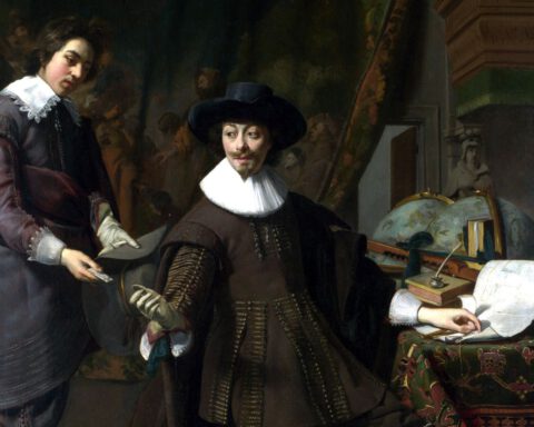 Constantijn Huygens en zijn secretaris, geschilderd door Thomas de Keyser in 1627