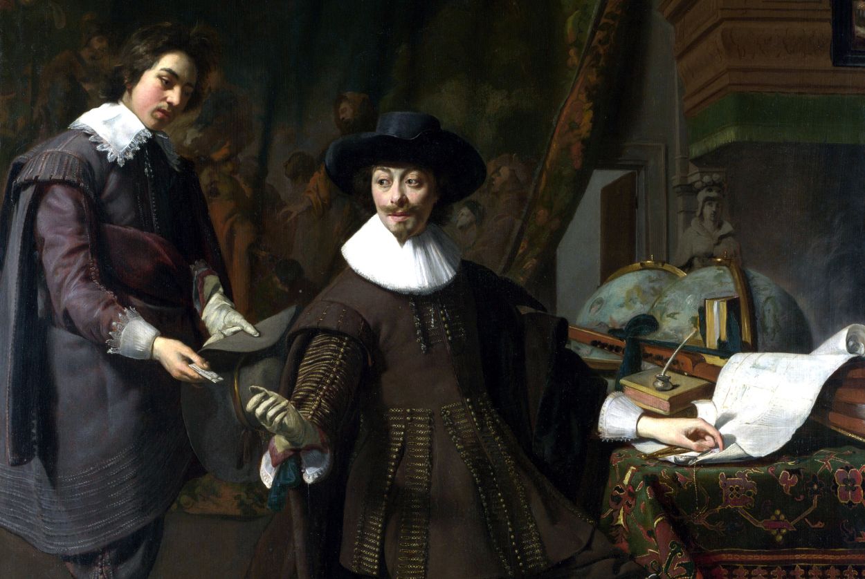 Constantijn Huygens en zijn secretaris, geschilderd door Thomas de Keyser in 1627