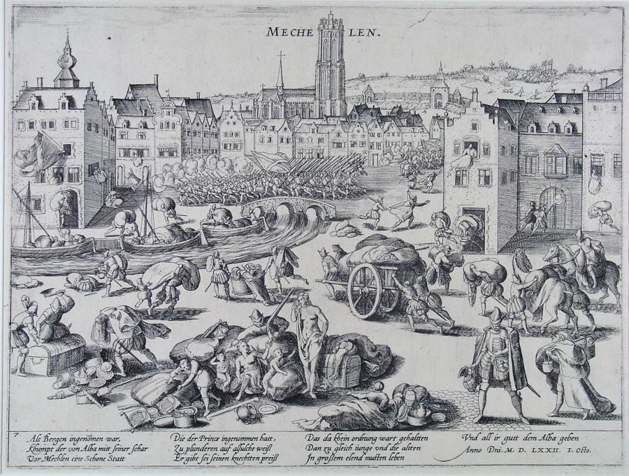 De plundering van Mechelen door de hertog van Alva - Frans Hogenberg