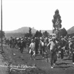 Gandhi tijdens een protestmars in Transvaal, eind 1913