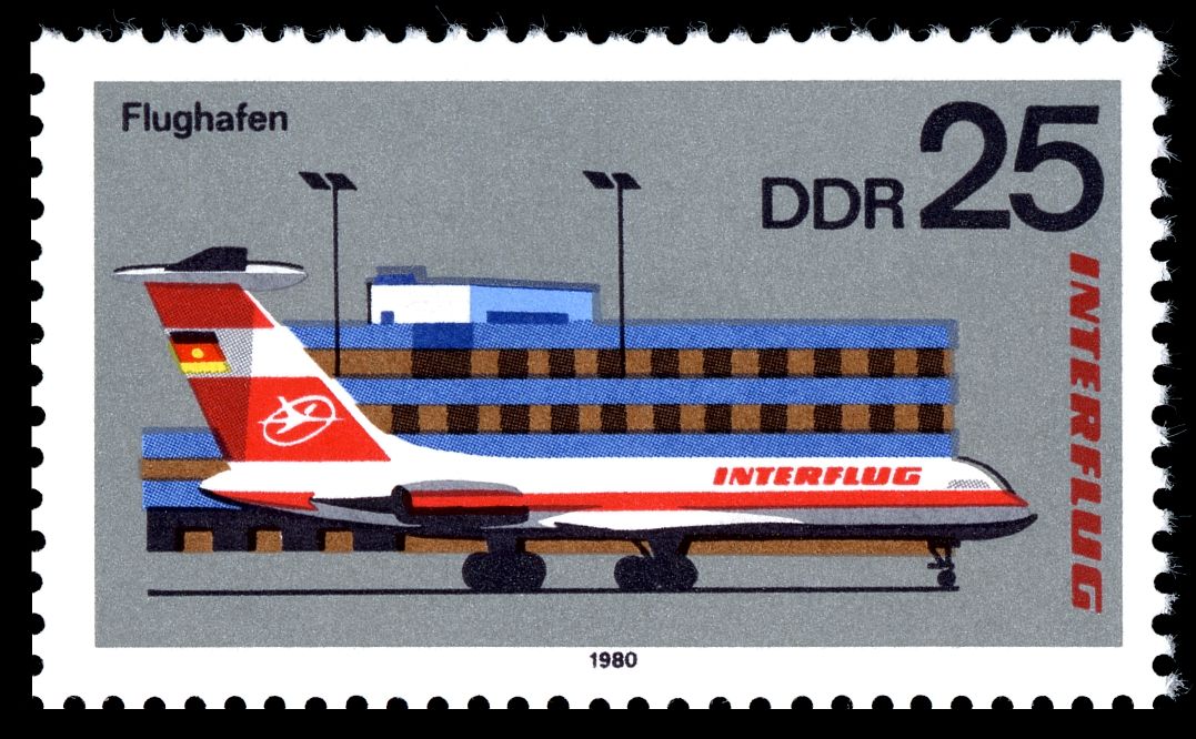 Interflug-vliegtuig op een DDR-postzegel