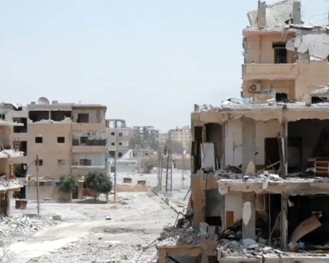 Verwoestingen in de Syrische stad Raqqa