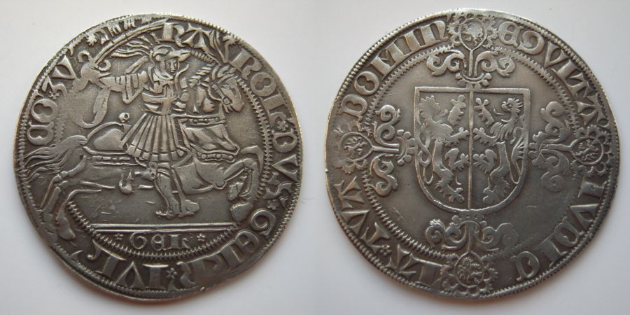 Hertogdom Gelre, zilveren Snaphaanschelling, geslagen te Nijmegen 1516-1527 op naam van Hertog Karel van Gelre.