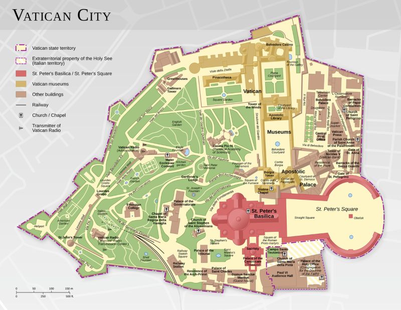 Kaart van Vaticaanstad uit 2013