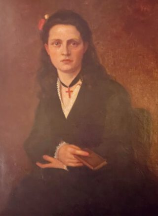 Portret van Alma Bimmermann op achttienjarige leeftijd. Het is gemaakt in Düsseldorf, 1871, het jaar waarin Alma het ouderlijk huis verruilde voor Den Haag. Schilder onbekend. Foto: Bernd Seckel.