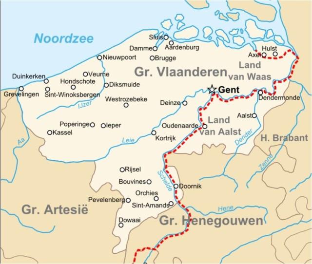 Kaart van het graafschap Vlaanderen