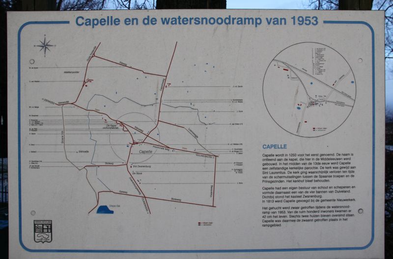 Een bord ter herinnering aan de Watersnood van 1953