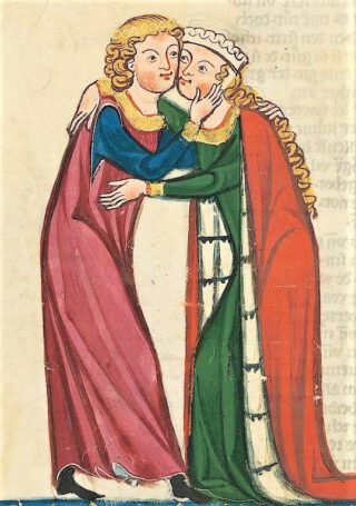 Verliefd paar (ca 1305). Manesse Codex, fol. 179.