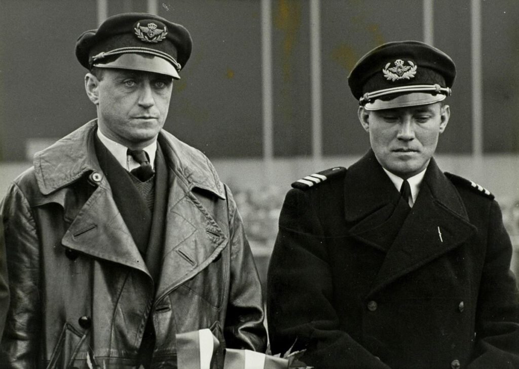 Gezagvoerder Koene Dirk Parmentier (r.) en co-piloot Jan Moll, 1934
