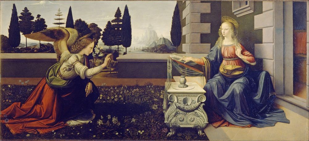 Annunciatie - Vroeg werk van  Leonardo da Vinci, ca. 1472