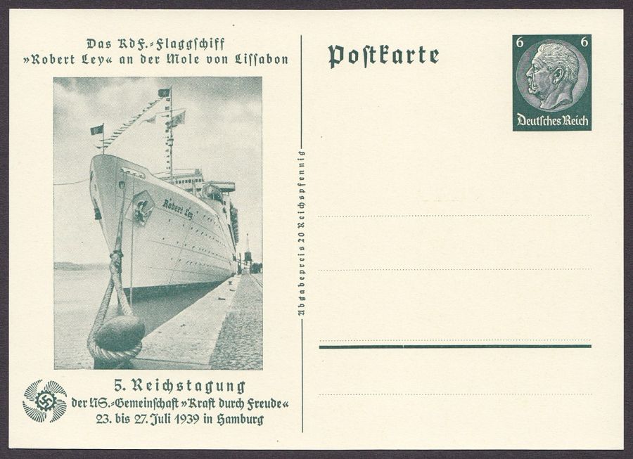 KDF-schip Robert Ley op een Duitse kaart uit 1939