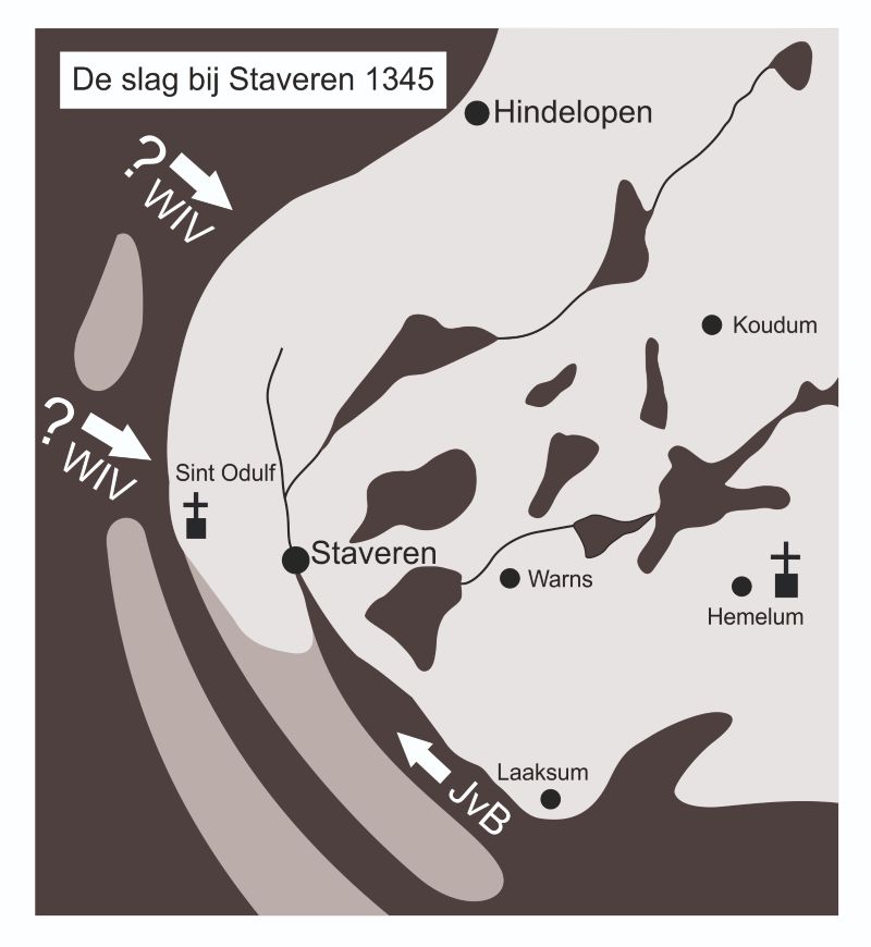 Kaart van Staveren en omstreken 1345. 