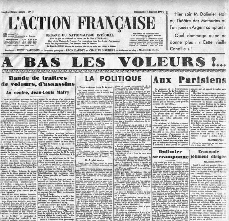 L’Action française van 7 januari 1934: “Weg met de dieven!”