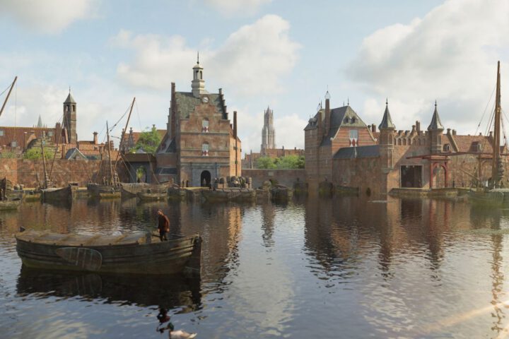 Reconstructie van Delft in 1660 - Zicht op de Stadspoort