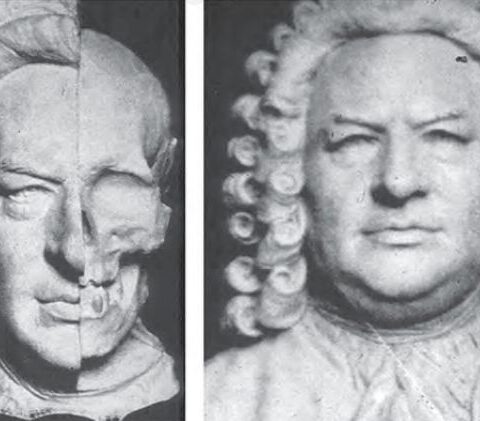 De gelaatsreconstructie van Bach door Seffner en His — de allereerste craniofaciale reconstructie in de geschiedenis.