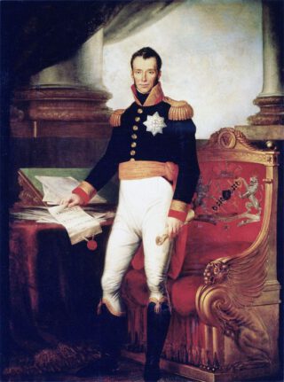 Koning Willem I met de grondwet van 1815
