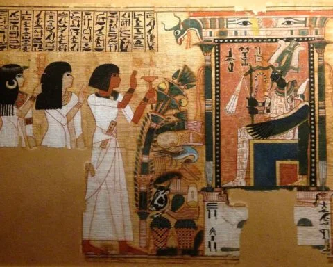 De Egyptische god Osiris op zijn troon