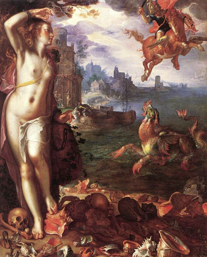 Perseus bevrijdt Andromeda - Schilderij van Joachim Wtewael, 1611