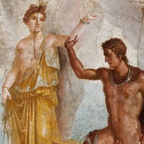 Perseus bevrijdt Andromeda - Fresco uit de 1e eeuw na Christus uit het Casa Dei Dioscuri, Pompeii.