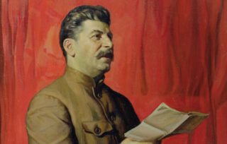 Stalin op een schilderij van Isaak Brodsky