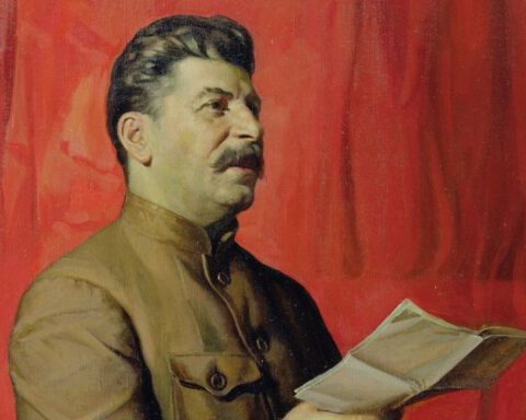 Stalin op een schilderij van Isaak Brodsky