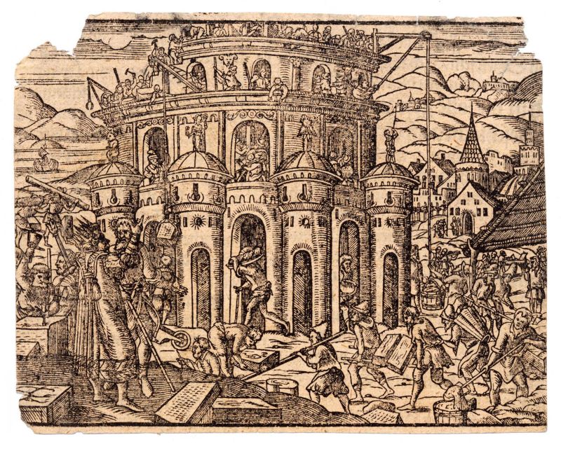 Toren van Babel in de Wittenberg-bijbel, 1586